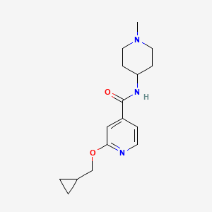 molecular formula C16H23N3O2 B2354611 2-(环丙基甲氧基)-N-(1-甲基哌啶-4-基)异烟酰胺 CAS No. 2034494-09-0