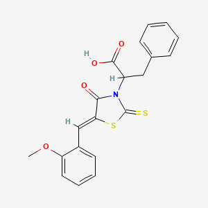 molecular formula C20H17NO4S2 B2354620 (Z)-2-(5-(2-methoxybenzylidene)-4-oxo-2-thioxothiazolidin-3-yl)-3-phenylpropanoic acid CAS No. 300826-92-0