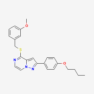 molecular formula C24H25N3O2S B2354621 2-(4-丁氧基苯基)-4-[(3-甲氧基苄基)硫代]吡唑并[1,5-a]吡嗪 CAS No. 1206992-84-8