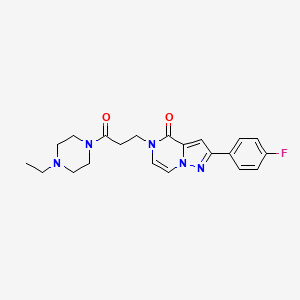 molecular formula C21H24FN5O2 B2354624 5-[3-(4-ethylpiperazin-1-yl)-3-oxopropyl]-2-(4-fluorophenyl)pyrazolo[1,5-a]pyrazin-4(5H)-one CAS No. 1326807-80-0