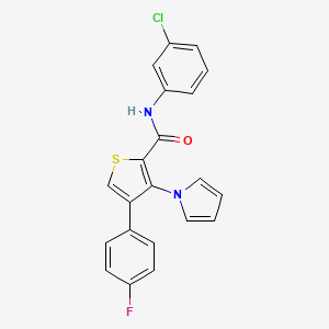 molecular formula C21H14ClFN2OS B2354626 N-(3-chlorophenyl)-4-(4-fluorophenyl)-3-(1H-pyrrol-1-yl)thiophene-2-carboxamide CAS No. 1358773-67-7