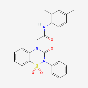 molecular formula C24H23N3O4S B2354631 2-(1,1-dioxido-3-oxo-2-phenyl-2,3-dihydro-4H-1,2,4-benzothiadiazin-4-yl)-N-mesitylacetamide CAS No. 872207-44-8