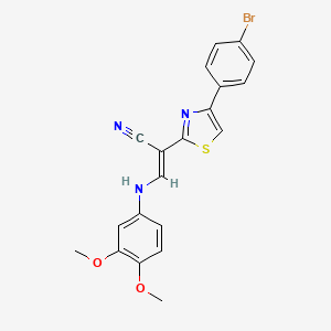 (E)-2-(4-(4-bromophenyl)thiazol-2-yl)-3-((3,4-dimethoxyphenyl)amino)acrylonitrile