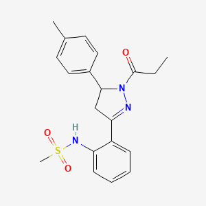 molecular formula C20H23N3O3S B2354666 N-(2-(1-propionyl-5-(p-tolyl)-4,5-dihydro-1H-pyrazol-3-yl)phenyl)methanesulfonamide CAS No. 923146-42-3