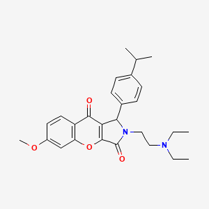 molecular formula C27H32N2O4 B2354673 2-(2-(Diethylamino)ethyl)-1-(4-isopropylphenyl)-6-methoxy-1,2-dihydrochromeno[2,3-c]pyrrole-3,9-dione CAS No. 886155-88-0