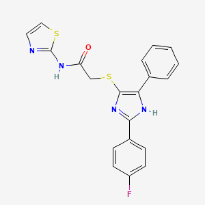 2-((2-(4-fluorophenyl)-5-phenyl-1H-imidazol-4-yl)thio)-N-(thiazol-2-yl)acetamide