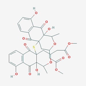 Methyl 2-[4a-[[9,10a-dihydroxy-3-(2-methoxy-2-oxoethyl)-1-methyl-5,10-dioxo-3,4-dihydro-1H-benzo[g]isochromen-4a-yl]sulfanyl]-9,10a-dihydroxy-1-methyl-5,10-dioxo-3,4-dihydro-1H-benzo[g]isochromen-3-yl]acetate