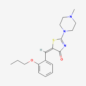 molecular formula C18H23N3O2S B2354693 (E)-2-(4-methylpiperazin-1-yl)-5-(2-propoxybenzylidene)thiazol-4(5H)-one CAS No. 573935-87-2