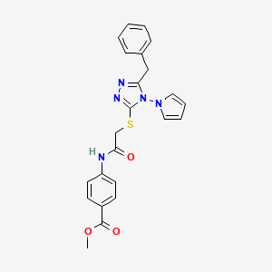 molecular formula C23H21N5O3S B2354694 methyl 4-[({[5-benzyl-4-(1H-pyrrol-1-yl)-4H-1,2,4-triazol-3-yl]sulfanyl}acetyl)amino]benzoate CAS No. 896304-16-8
