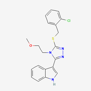 molecular formula C20H19ClN4OS B2354698 3-(5-((2-chlorobenzyl)thio)-4-(2-methoxyethyl)-4H-1,2,4-triazol-3-yl)-1H-indole CAS No. 896352-58-2