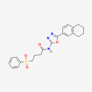 molecular formula C22H23N3O4S B2354702 4-(phenylsulfonyl)-N-(5-(5,6,7,8-tetrahydronaphthalen-2-yl)-1,3,4-oxadiazol-2-yl)butanamide CAS No. 941966-99-0
