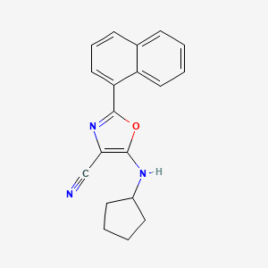 molecular formula C19H17N3O B2354709 5-(环戊基氨基)-2-(萘-1-基)-1,3-恶唑-4-甲腈 CAS No. 879946-63-1