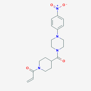 molecular formula C19H24N4O4 B2354711 1-[4-[4-(4-Nitrophenyl)piperazine-1-carbonyl]piperidin-1-yl]prop-2-en-1-one CAS No. 2361763-16-6