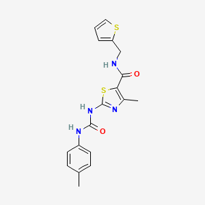 molecular formula C18H18N4O2S2 B2354714 4-methyl-N-(thiophen-2-ylmethyl)-2-(3-(p-tolyl)ureido)thiazole-5-carboxamide CAS No. 942010-81-3
