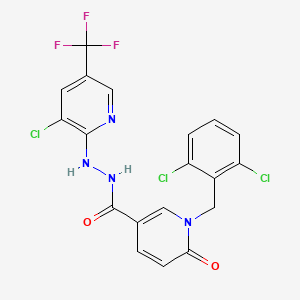 molecular formula C19H12Cl3F3N4O2 B2354719 N'-[3-chloro-5-(trifluoromethyl)pyridin-2-yl]-1-[(2,6-dichlorophenyl)methyl]-6-oxopyridine-3-carbohydrazide CAS No. 338978-39-5