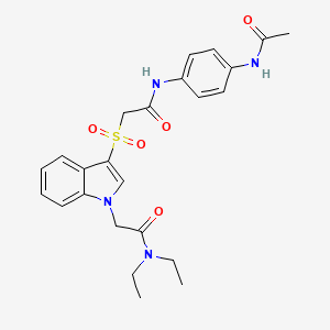 molecular formula C24H28N4O5S B2354721 2-(3-((2-((4-乙酰胺苯基)氨基)-2-氧代乙基)磺酰基)-1H-吲哚-1-基)-N,N-二乙基乙酰胺 CAS No. 878056-99-6