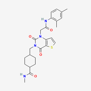 molecular formula C25H30N4O4S B2354725 4-((1-(2-((2,4-dimethylphenyl)amino)-2-oxoethyl)-2,4-dioxo-1,2-dihydrothieno[3,2-d]pyrimidin-3(4H)-yl)methyl)-N-methylcyclohexanecarboxamide CAS No. 941919-94-4