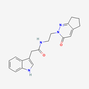 molecular formula C19H20N4O2 B2354730 2-(1H-indol-3-yl)-N-(2-(3-oxo-3,5,6,7-tetrahydro-2H-cyclopenta[c]pyridazin-2-yl)ethyl)acetamide CAS No. 2034614-98-5