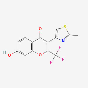 molecular formula C14H8F3NO3S B2354740 7-hydroxy-3-(2-methylthiazol-4-yl)-2-(trifluoromethyl)-4H-chromen-4-one CAS No. 57390-77-9