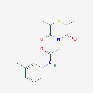 molecular formula C17H22N2O3S B2354742 2-(2,6-二乙基-3,5-二氧代噻吗啉-4-基)-N-(3-甲基苯基)乙酰胺 CAS No. 868215-64-9