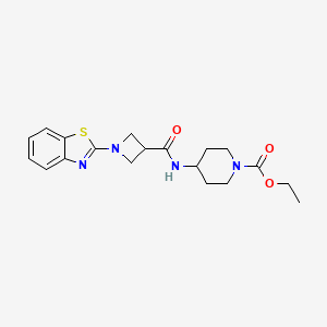 molecular formula C19H24N4O3S B2354743 4-(1-(苯并[d]噻唑-2-基)氮杂环丁烷-3-甲酰胺基)哌啶-1-甲酰胺基乙酯 CAS No. 1286699-31-7