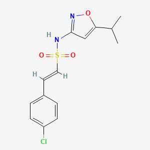 molecular formula C14H15ClN2O3S B2354746 (E)-2-(4-Chlorophenyl)-N-(5-propan-2-yl-1,2-oxazol-3-yl)ethenesulfonamide CAS No. 1799265-10-3
