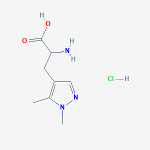 molecular formula C8H14ClN3O2 B2354768 2-amino-3-(1,5-dimethyl-1H-pyrazol-4-yl)propanoic acid hydrochloride CAS No. 1796882-51-3