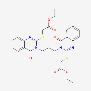 Diethyl 2,2'-((3,3'-(propane-1,3-diyl)bis(4-oxo-3,4-dihydroquinazoline-3,2-diyl))bis(sulfanediyl))diacetate
