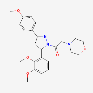 molecular formula C24H29N3O5 B2354785 1-(5-(2,3-dimethoxyphenyl)-3-(4-methoxyphenyl)-4,5-dihydro-1H-pyrazol-1-yl)-2-morpholinoethanone CAS No. 864925-25-7