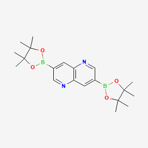 molecular formula C20H28B2N2O4 B2354792 3,7-Bis(4,4,5,5-tetramethyl-1,3,2-dioxaborolan-2-yl)-1,5-naphthyridine CAS No. 1663470-21-0