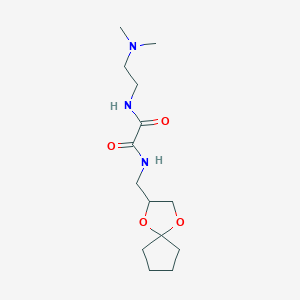 molecular formula C14H25N3O4 B2354796 N1-(1,4-二氧杂螺[4.4]壬烷-2-基甲基)-N2-(2-(二甲氨基)乙基)草酰胺 CAS No. 941959-42-8