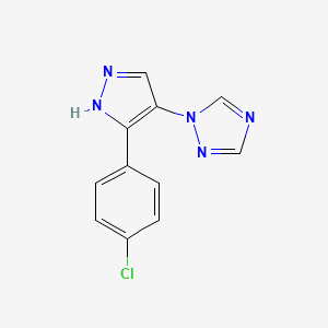 molecular formula C11H8ClN5 B2354798 1-[3-(4-chlorophenyl)-1H-pyrazol-4-yl]-1H-1,2,4-triazole CAS No. 303996-63-6