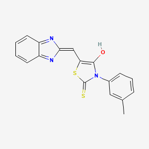 molecular formula C18H13N3OS2 B2354800 (Z)-5-((1H-苯并[d]咪唑-2-基)亚甲基)-2-硫代-3-(间甲苯基)噻唑烷-4-酮 CAS No. 881561-79-1