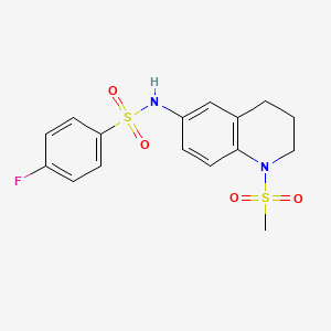 molecular formula C16H17FN2O4S2 B2354802 4-氟-N-(1-甲磺酰基-3,4-二氢-2H-喹啉-6-基)苯磺酰胺 CAS No. 942007-27-4