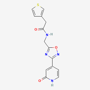 molecular formula C14H12N4O3S B2354804 N-((3-(2-Oxo-1,2-dihydropyridin-4-yl)-1,2,4-oxadiazol-5-yl)methyl)-2-(thiophen-3-yl)acetamid CAS No. 2034368-50-6