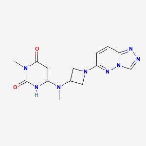molecular formula C14H16N8O2 B2354811 3-甲基-6-[甲基(1-{[1,2,4]三唑并[4,3-b]哒嗪-6-基}氮杂环丁-3-基)氨基]-1,2,3,4-四氢嘧啶-2,4-二酮 CAS No. 2201731-36-2