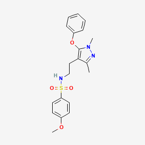 molecular formula C20H23N3O4S B2354813 N-[2-(1,3-dimethyl-5-phenoxy-1H-pyrazol-4-yl)ethyl]-4-methoxybenzenesulfonamide CAS No. 477711-53-8