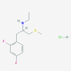 molecular formula C12H18ClF2NS B2354814 1-(2,4-二氟苯基)-N-乙基-3-甲硫基丙-2-胺;盐酸盐 CAS No. 2418642-14-3