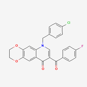 molecular formula C25H17ClFNO4 B2354820 6-(4-chlorobenzyl)-8-(4-fluorobenzoyl)-2,3-dihydro[1,4]dioxino[2,3-g]quinolin-9(6H)-one CAS No. 904433-03-0