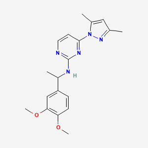 molecular formula C19H23N5O2 B2354833 N-(1-(3,4-dimethoxyphenyl)ethyl)-4-(3,5-dimethyl-1H-pyrazol-1-yl)pyrimidin-2-amine CAS No. 1251679-38-5