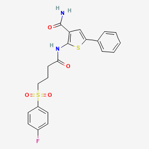 molecular formula C21H19FN2O4S2 B2354854 2-(4-((4-Fluorophenyl)sulfonyl)butanamido)-5-phenylthiophene-3-carboxamide CAS No. 941994-07-6