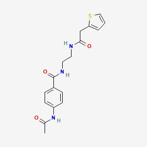 molecular formula C17H19N3O3S B2354860 4-acetamido-N-(2-(2-(thiophen-2-yl)acetamido)ethyl)benzamide CAS No. 1021137-02-9