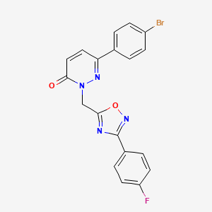 molecular formula C19H12BrFN4O2 B2354861 6-(4-bromophenyl)-2-((3-(4-fluorophenyl)-1,2,4-oxadiazol-5-yl)methyl)pyridazin-3(2H)-one CAS No. 1105196-40-4