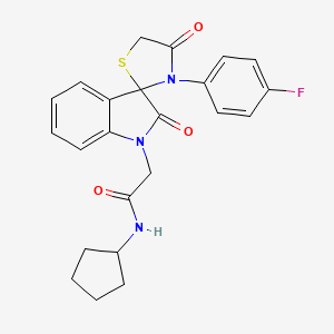 molecular formula C23H22FN3O3S B2354864 N-cyclopentyl-2-(3'-(4-fluorophenyl)-2,4'-dioxospiro[indoline-3,2'-thiazolidin]-1-yl)acetamide CAS No. 894565-67-4