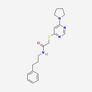 molecular formula C19H24N4OS B2354879 N-(3-苯丙基)-2-((6-(吡咯烷-1-基)嘧啶-4-基)硫代)乙酰胺 CAS No. 1251674-54-0