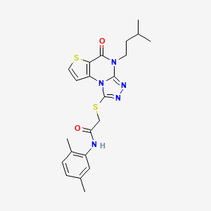 molecular formula C22H25N5O2S2 B2354881 N-(2,5-二甲苯基)-2-((4-异戊基-5-氧代-4,5-二氢噻吩并[2,3-e][1,2,4]三唑并[4,3-a]嘧啶-1-基)硫代)乙酰胺 CAS No. 1216827-67-6
