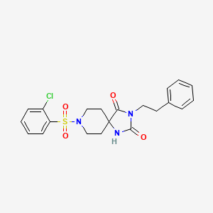 molecular formula C21H22ClN3O4S B2354883 8-((2-Chlorophenyl)sulfonyl)-3-phenethyl-1,3,8-triazaspiro[4.5]decane-2,4-dione CAS No. 1021101-96-1