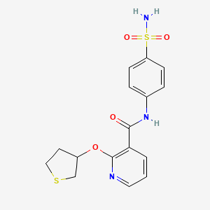 molecular formula C16H17N3O4S2 B2354889 N-(4-磺酰胺基苯基)-2-((四氢噻吩-3-基)氧基)烟酰胺 CAS No. 2034499-31-3
