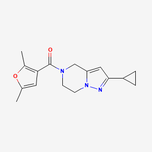 molecular formula C16H19N3O2 B2354892 (2-cyclopropyl-6,7-dihydropyrazolo[1,5-a]pyrazin-5(4H)-yl)(2,5-dimethylfuran-3-yl)methanone CAS No. 2034507-23-6