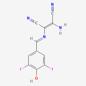 (2Z)-2-amino-3-[(E)-[(4-hydroxy-3,5-diiodophenyl)methylidene]amino]but-2-enedinitrile